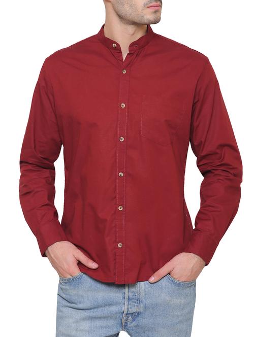 maroon cotton casual shirt - 14497363 - Very Small Image - 1