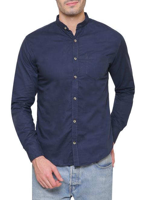 navy blue cotton casual shirt - 14497366 - Very Small Image - 1
