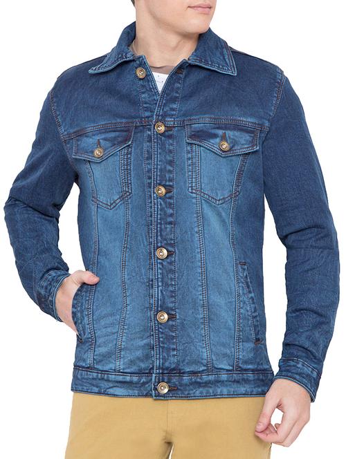 blue denim casual jacket - 14497376 - Very Small Image - 1