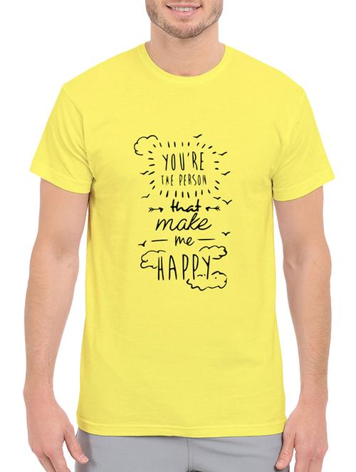 yellow cotton chest print tshirt - 14497458 - Standard Image - 1