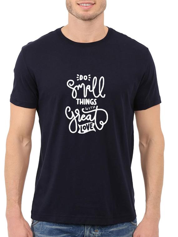 navy blue cotton chest print tshirt - 14497509 - Zoom Image - 1