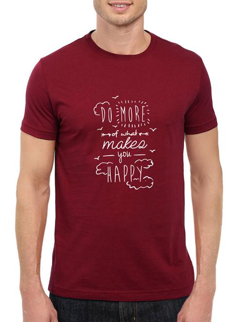 maroon cotton chest print tshirt - 14497536 - Standard Image - 1