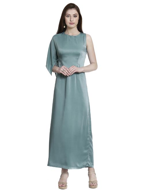 Green solid maxi dress - 14497704 - Standard Image - 1