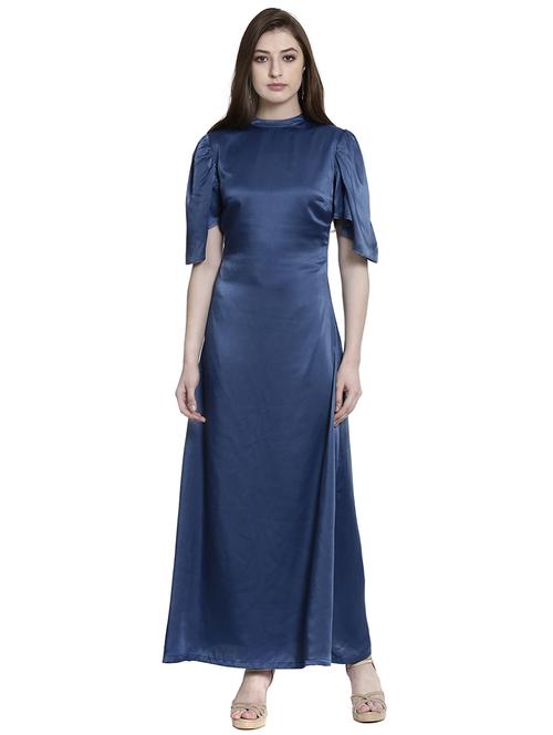 Blue solid gown dress - 14497708 - Standard Image - 1