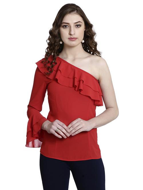 Red single shoulder top - 14497719 - Standard Image - 1