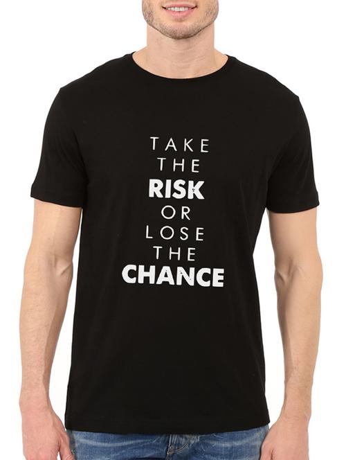 black cotton front print t-shirt - 14497730 - Standard Image - 1
