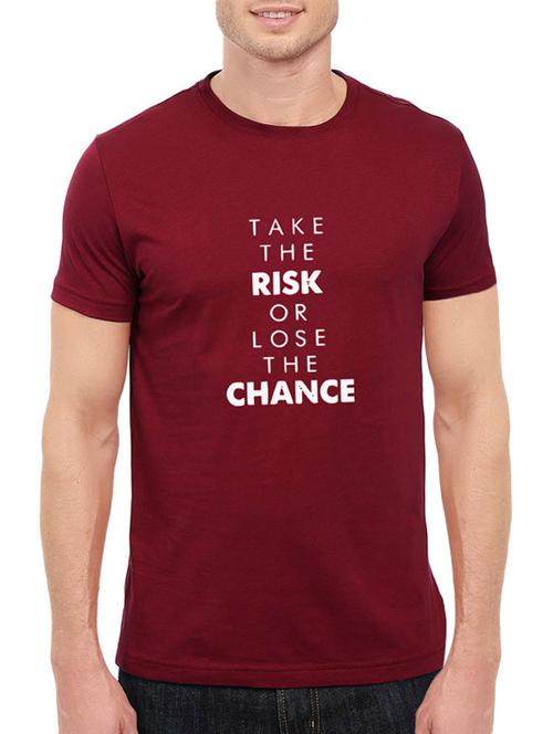 maroon cotton front print t-shirt - 14497732 - Standard Image - 1