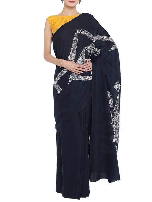 black cotton printed saree - 14497777 - Very Small Image - 1
