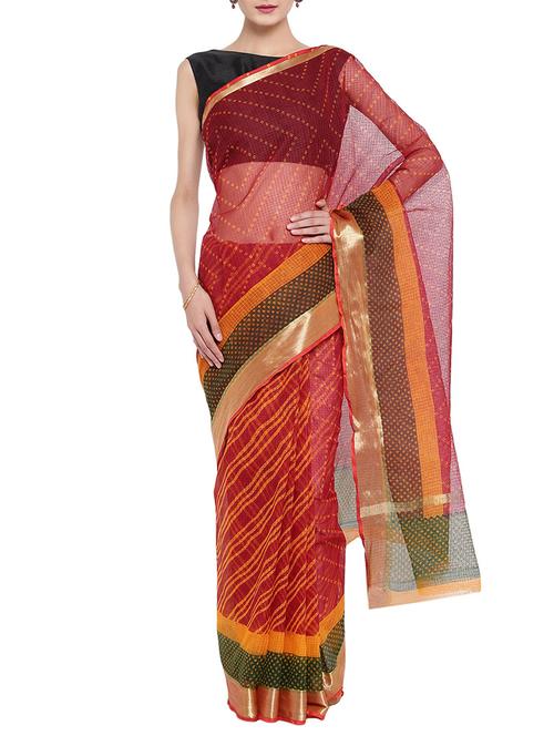 red kota printed saree - 14497781 - Very Small Image - 1