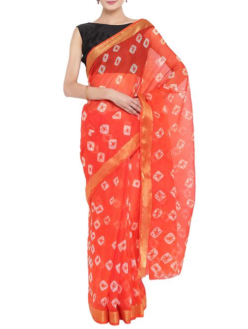 orange kota printed saree - 14497786 - Very Small Image - 1