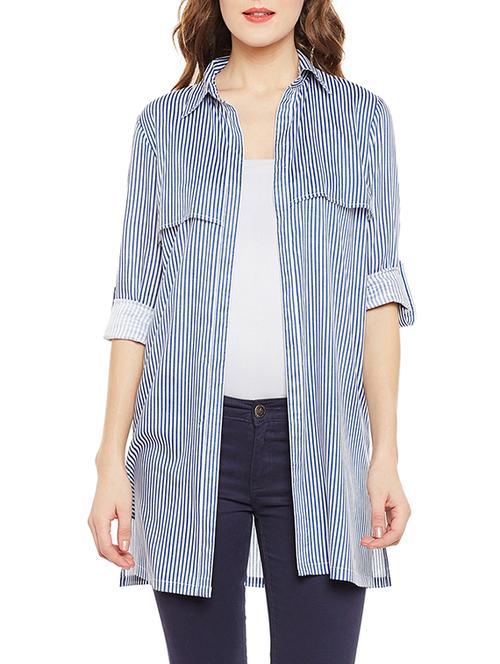 blue cotton striped shrug - 14497802 - Standard Image - 1