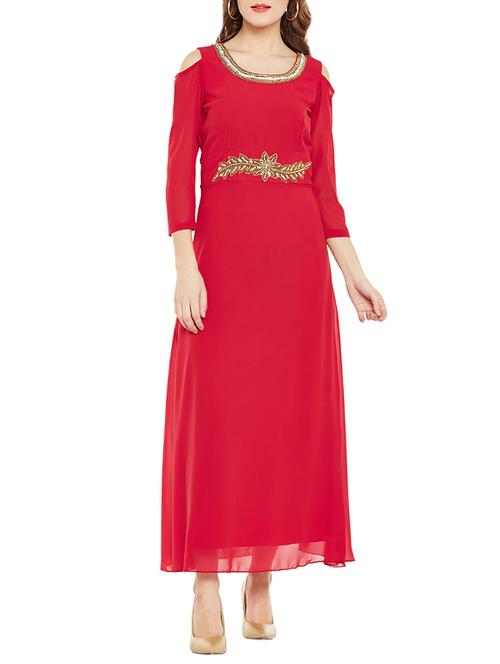 Red embellished gown dress - 14497804 - Very Small Image - 1