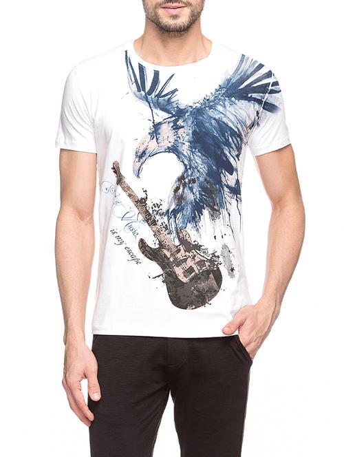 white cotton front print tshirt - 14498095 - Very Small Image - 1