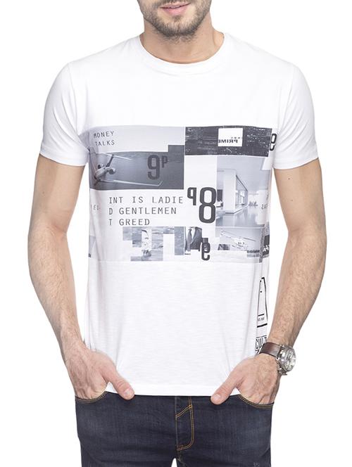white cotton front print tshirt - 14498137 - Very Small Image - 1