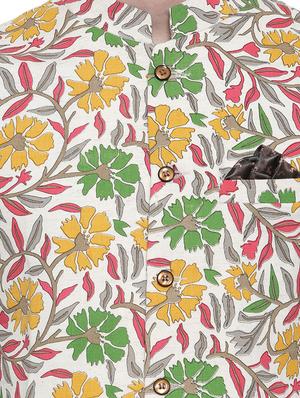 multi colored linen nehru jacket - 14498209 - Standard Image - 4