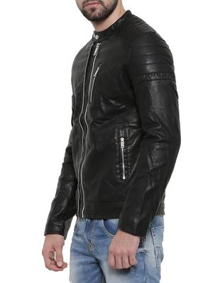 black solid biker jacket - 14498215 - Standard Image - 2
