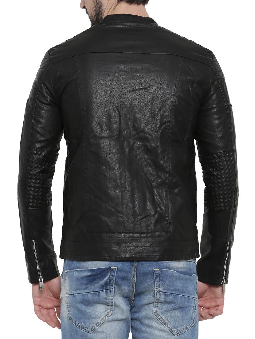 black solid biker jacket - 14498215 - Zoom Image - 3