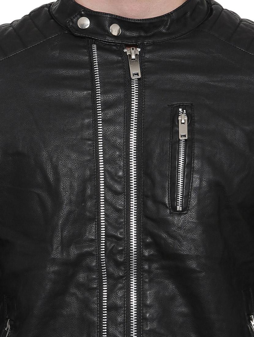 black solid biker jacket - 14498215 - Zoom Image - 4