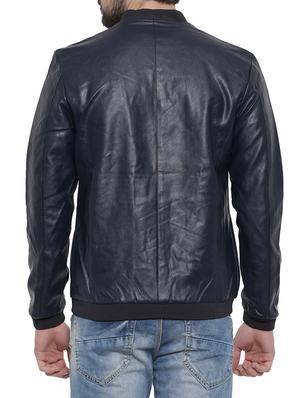 blue solid biker jacket - 14498216 - Standard Image - 3