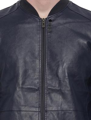 blue solid biker jacket - 14498216 - Standard Image - 4