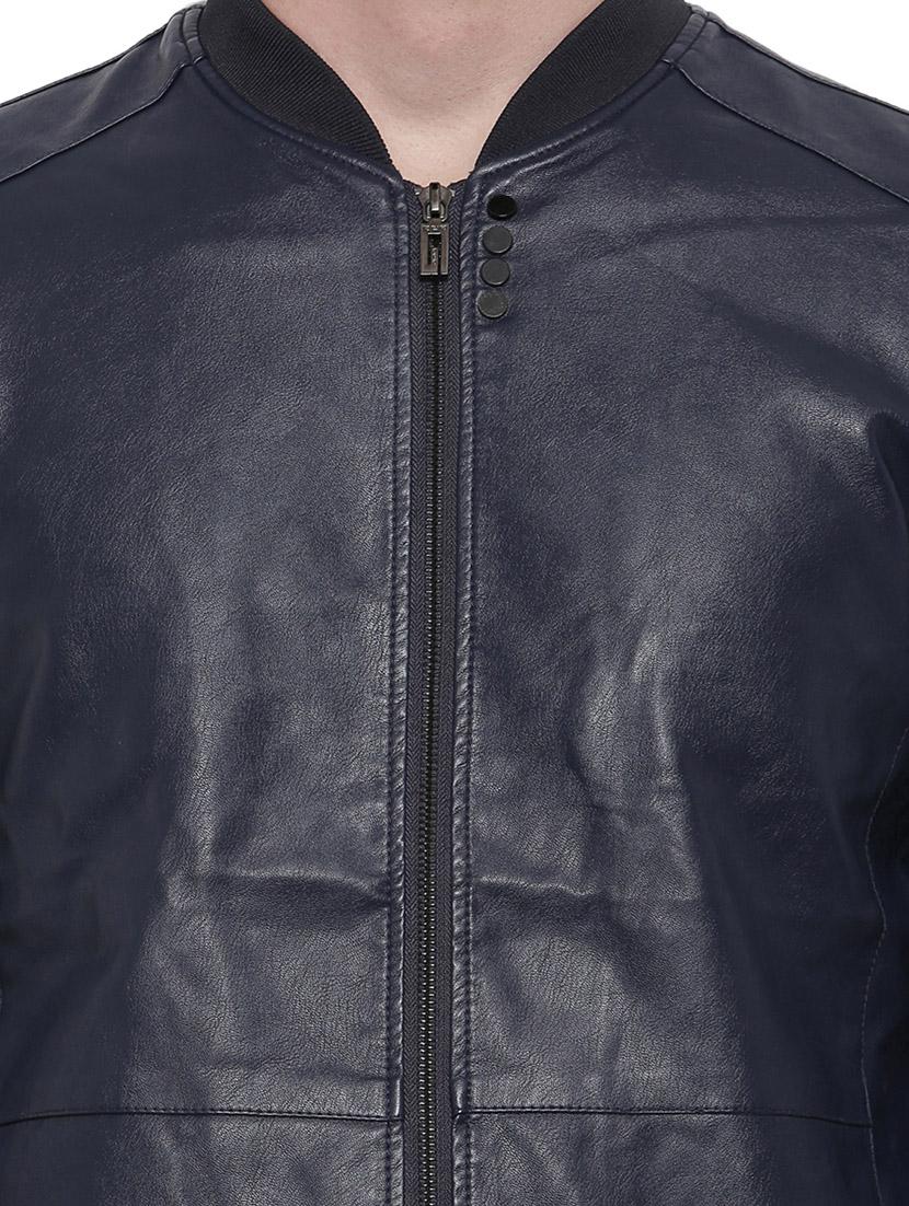 blue solid biker jacket - 14498216 - Zoom Image - 4
