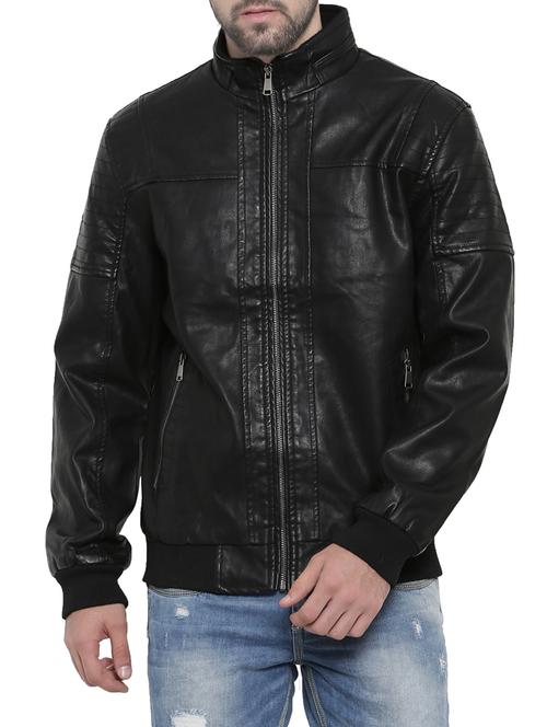 black faux leather biker jacket - 14498218 - Standard Image - 1