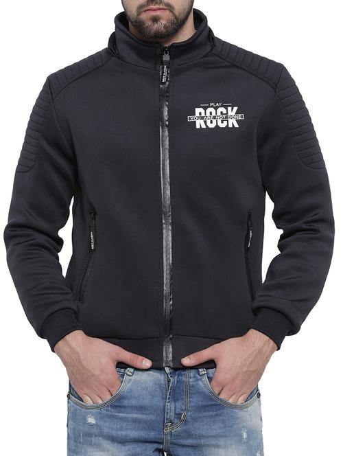 navy blue printed casual jacket - 14498222 - Standard Image - 1
