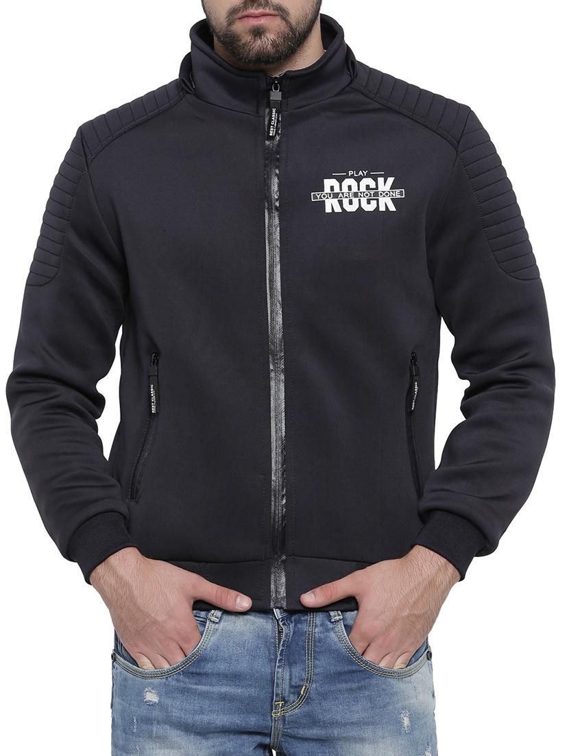 navy blue printed casual jacket - 14498222 - Zoom Image - 1