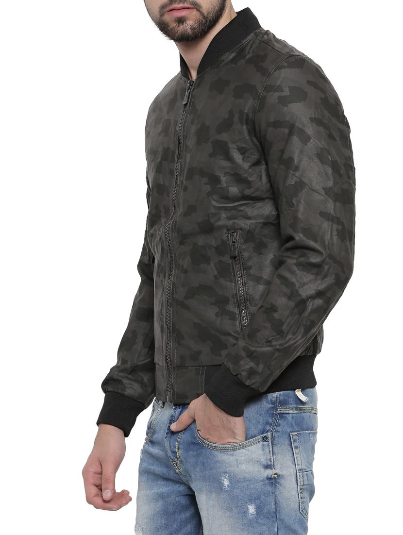 green printed biker jacket - 14498224 - Zoom Image - 2