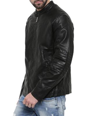 black solid biker jacket - 14498228 - Standard Image - 2