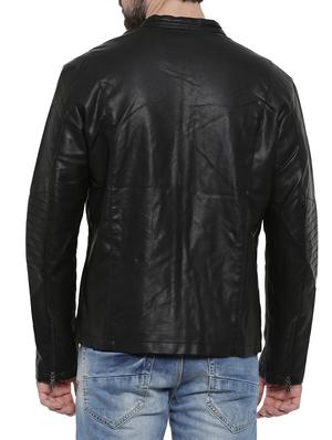 black solid biker jacket - 14498228 - Standard Image - 3