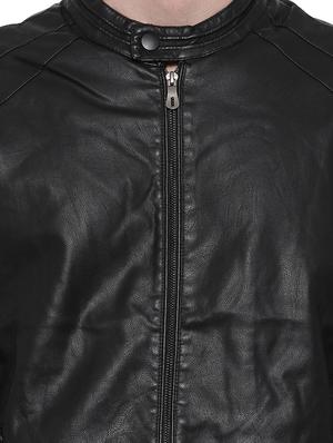 black solid biker jacket - 14498228 - Standard Image - 4