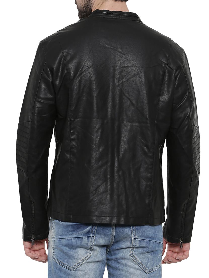 black solid biker jacket - 14498228 - Zoom Image - 3