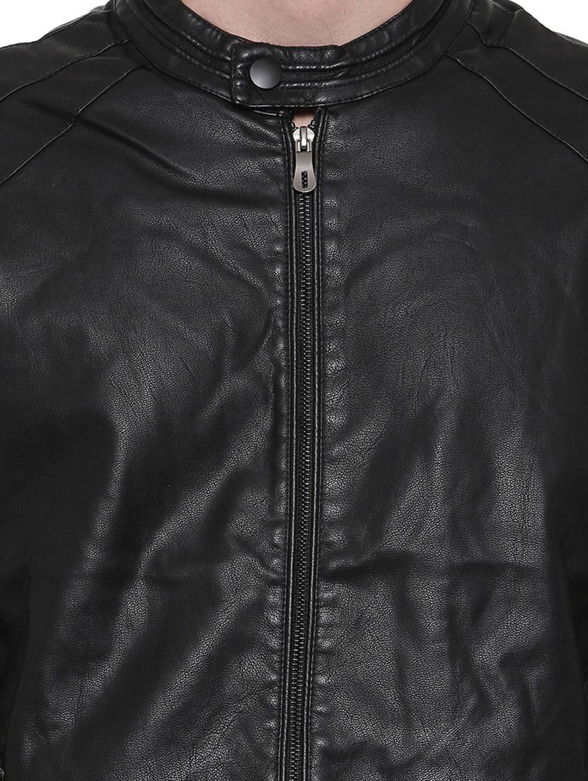 black solid biker jacket - 14498228 - Zoom Image - 4