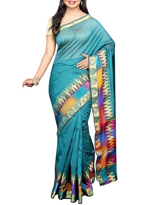 blue woven saree with blouse - 14498233 - Very Small Image - 1