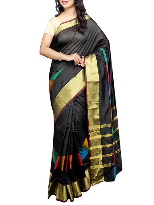 black woven saree with blouse - 14498235 - Very Small Image - 1