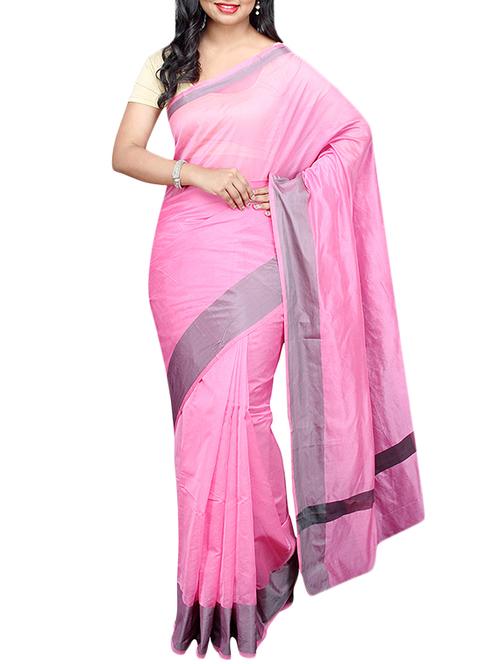 pink bordered saree with blouse - 14498240 - Very Small Image - 1