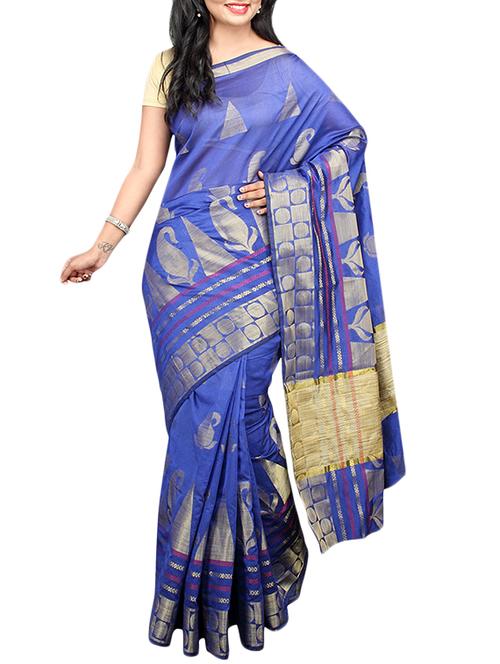purple woven saree with blouse - 14498246 - Very Small Image - 1