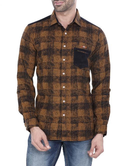 brown cotton casual shirt - 14498530 - Very Small Image - 1