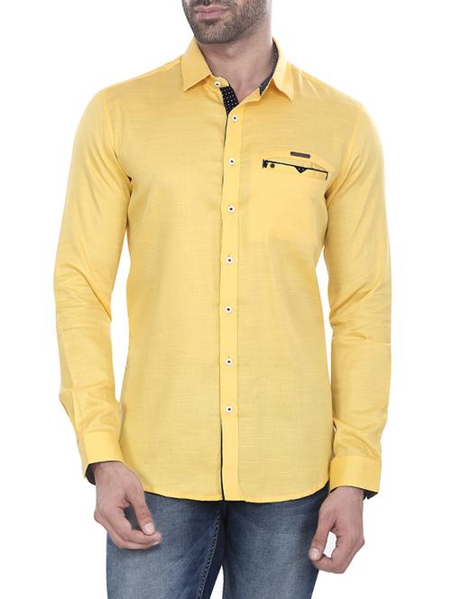 yellow cotton casual shirt - 14498536 - Very Small Image - 1