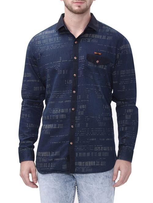 navy blue cotton casual shirt - 14498547 - Very Small Image - 1