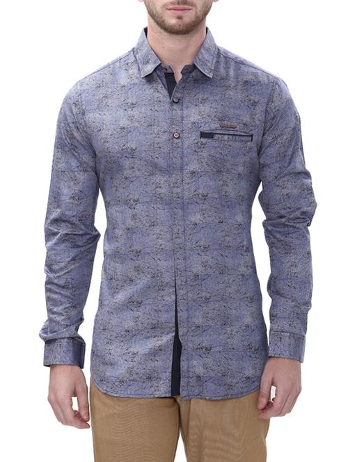 blue cotton casual shirt - 14498550 - Very Small Image - 1