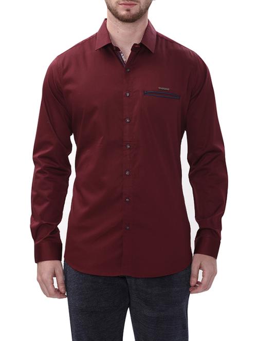 maroon cotton casual shirt - 14498552 - Very Small Image - 1