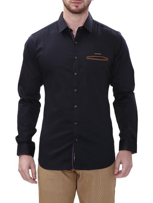 navy blue cotton casual shirt - 14498553 - Very Small Image - 1