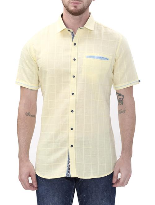 yellow cotton casual shirt - 14498563 - Very Small Image - 1