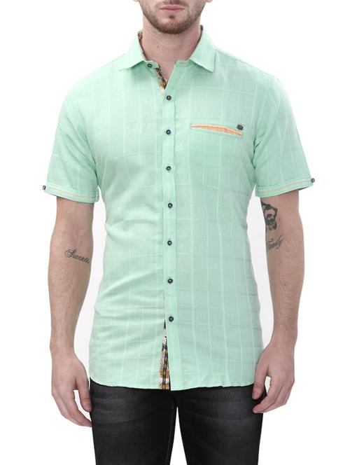 green cotton casual shirt - 14498565 - Standard Image - 1