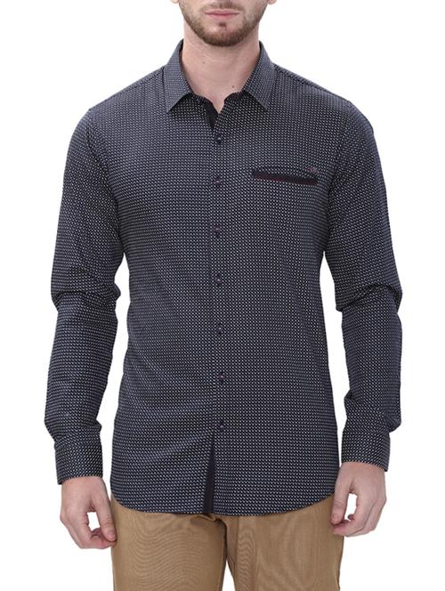 navy blue cotton casual shirt - 14498566 - Standard Image - 1
