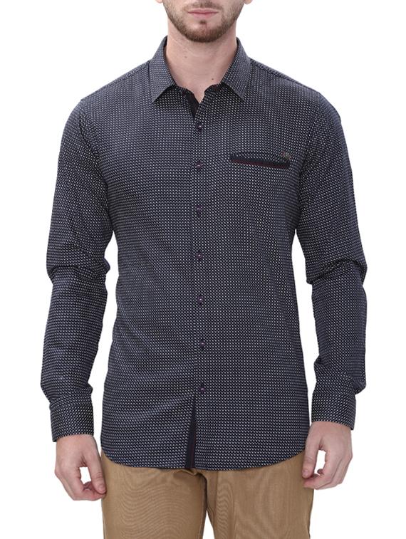 navy blue cotton casual shirt - 14498566 - Zoom Image - 1
