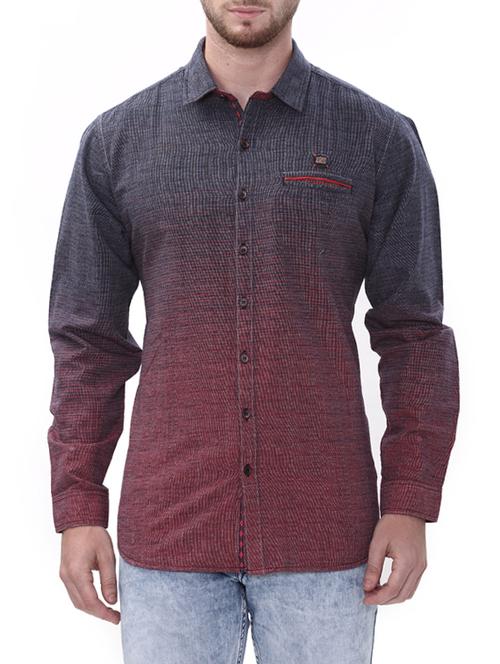 maroon cotton casual shirt - 14498573 - Standard Image - 1