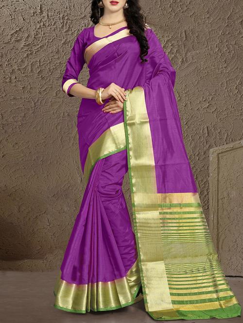 purple woven saree with blouse - 14498686 - Very Small Image - 1